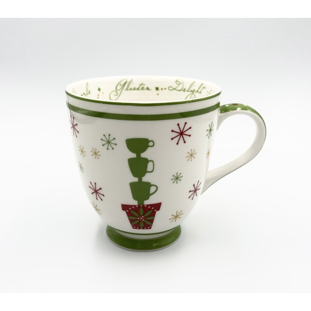 Vintage Starbucks Holiday 2006 Coffee Mug Cup 16 oz Christmas Starburst Footed
